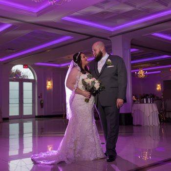 Bride and groom in the ballroom