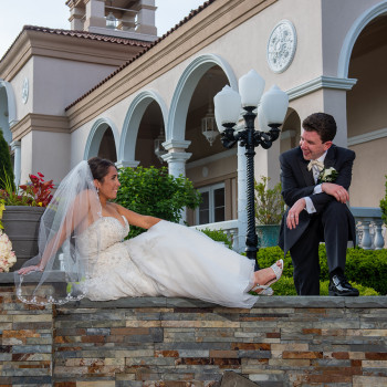 couple in front of Villa Lombardi's