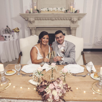 Couple sitting in ballroom