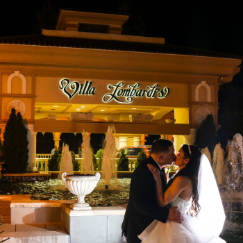 couple in front of Villa Lombardi's
